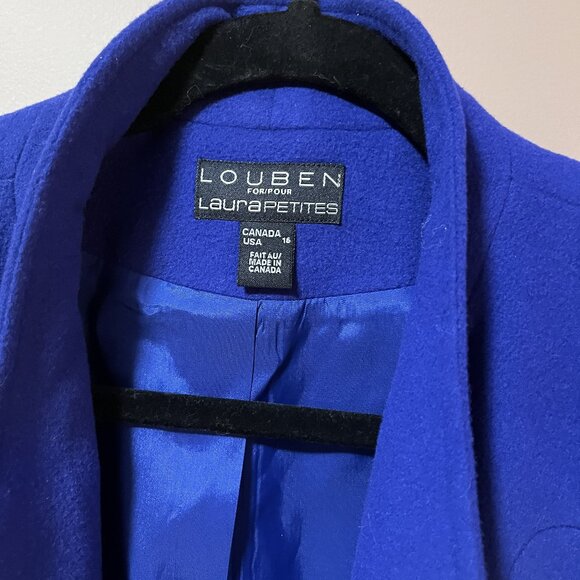 VINTAGE ROYAL BLUE Cashmere Wool mix Blazer EUC Sz 16P - Picture 4 of 12